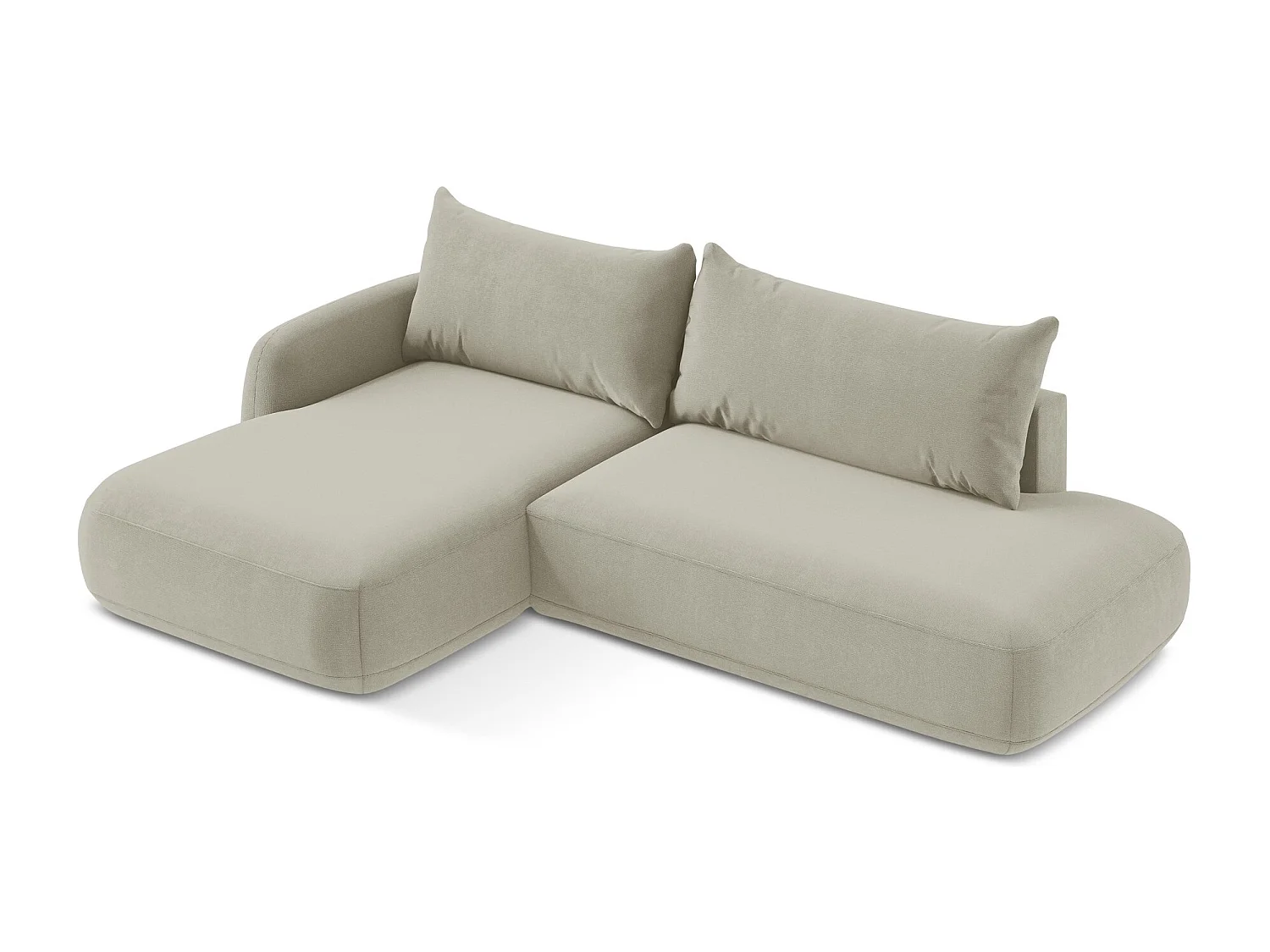 Canapé d’angle 3 places gauche convertible en tissu texturé - beige clair - HALE