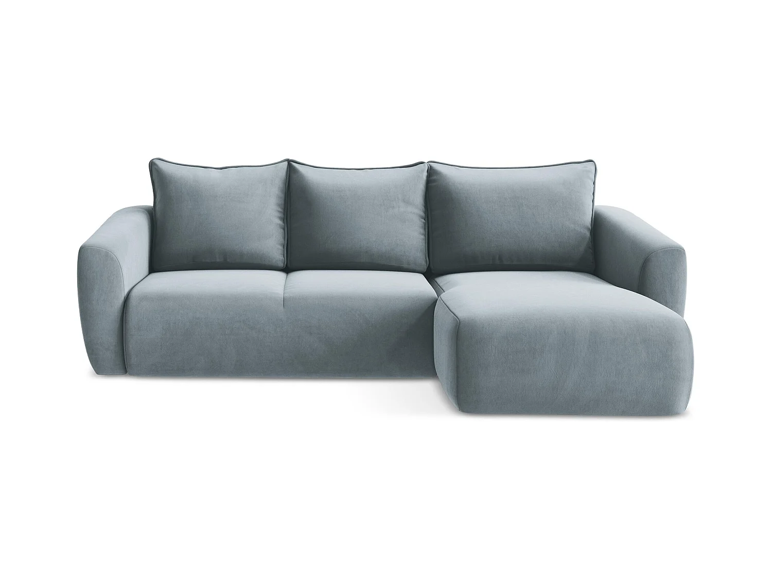 Canapé d'angle droit convertible en velours - bleu clair - GUAVA