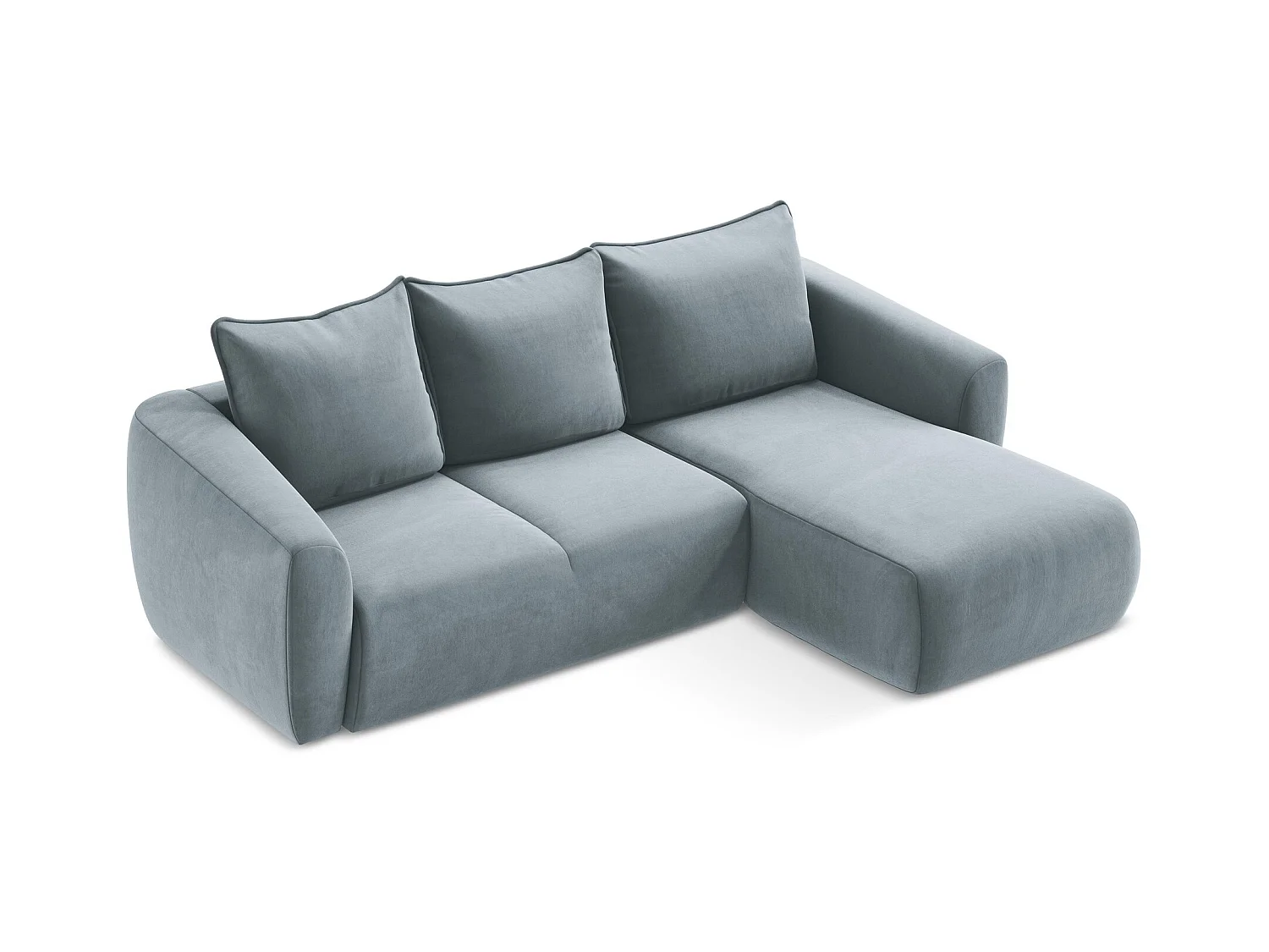 Canapé d'angle droit convertible en velours - bleu clair - GUAVA