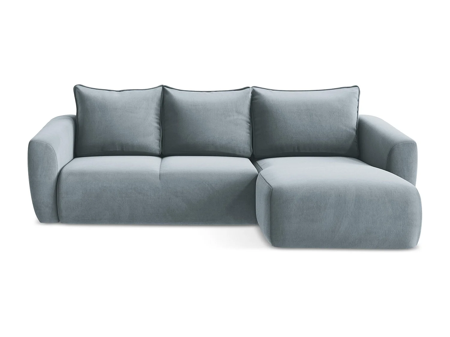 Canapé d'angle droit convertible en velours - bleu clair - GUAVA