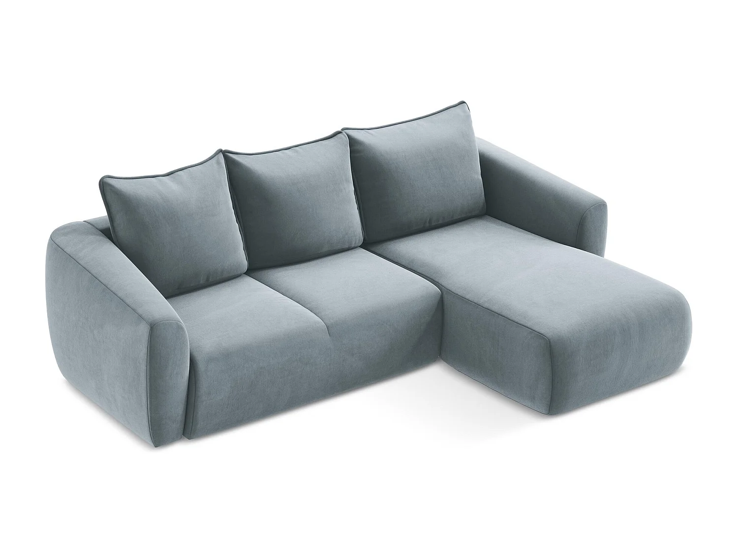 Canapé d'angle droit convertible en velours - bleu clair - GUAVA