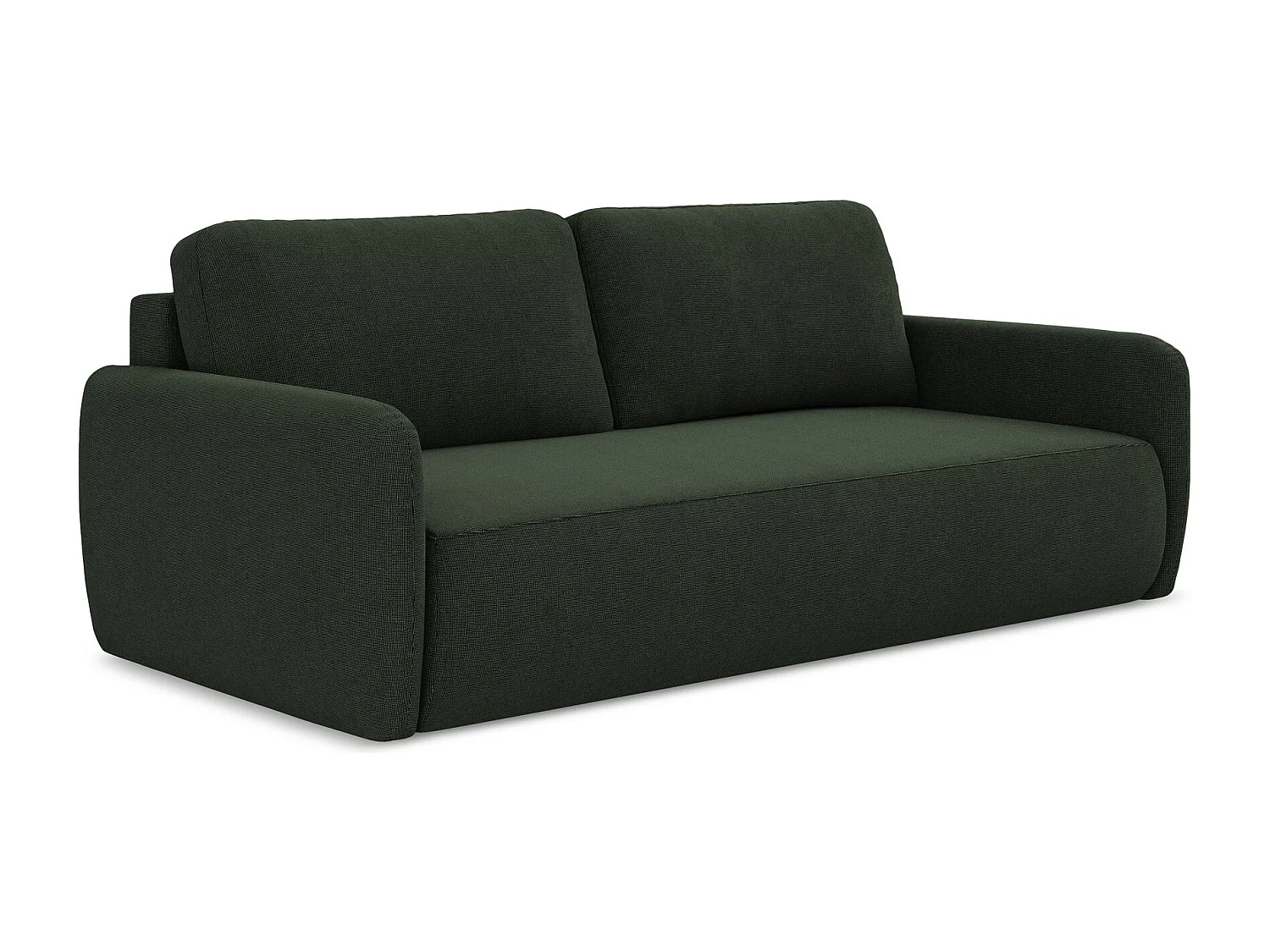 Canapé 3 places convertible en tissu texturé - bouteille verte - LILO