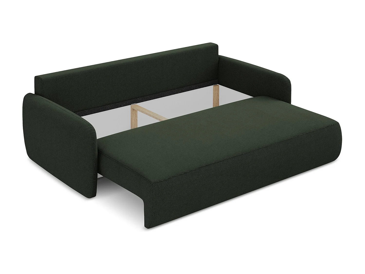 Canapé 3 places convertible en tissu texturé - bouteille verte - LILO