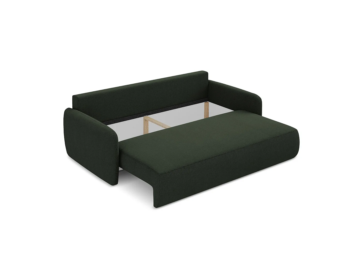 Canapé 3 places convertible en tissu texturé - bouteille verte - CORLE