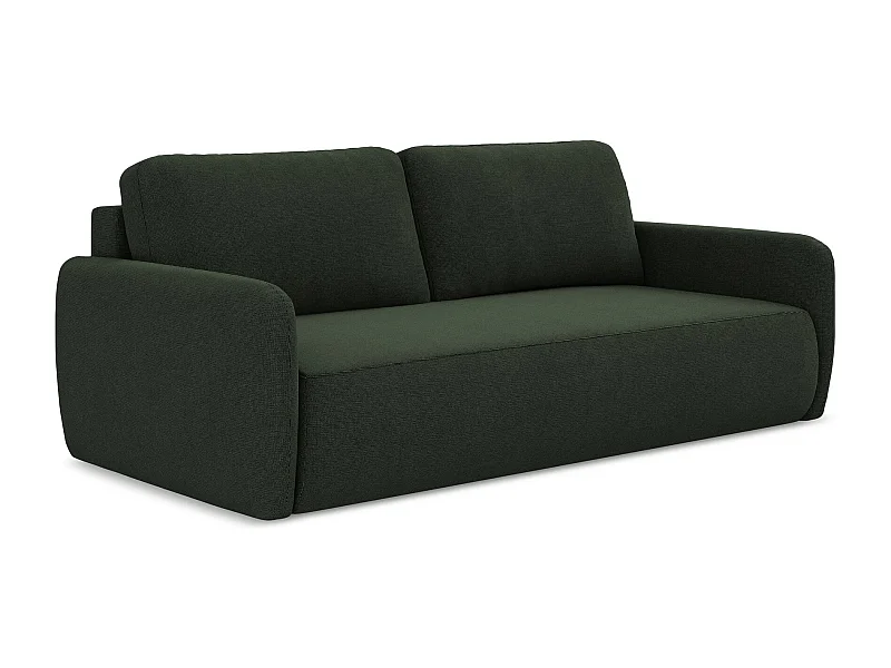 Canapé 3 places convertible en tissu texturé - bouteille verte - LILO