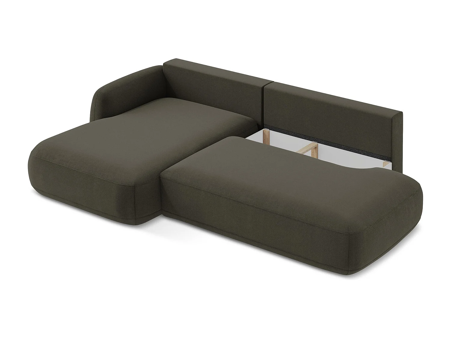 Canapé d’angle 3 places gauche convertible en tissu texturé - taupe - HALE