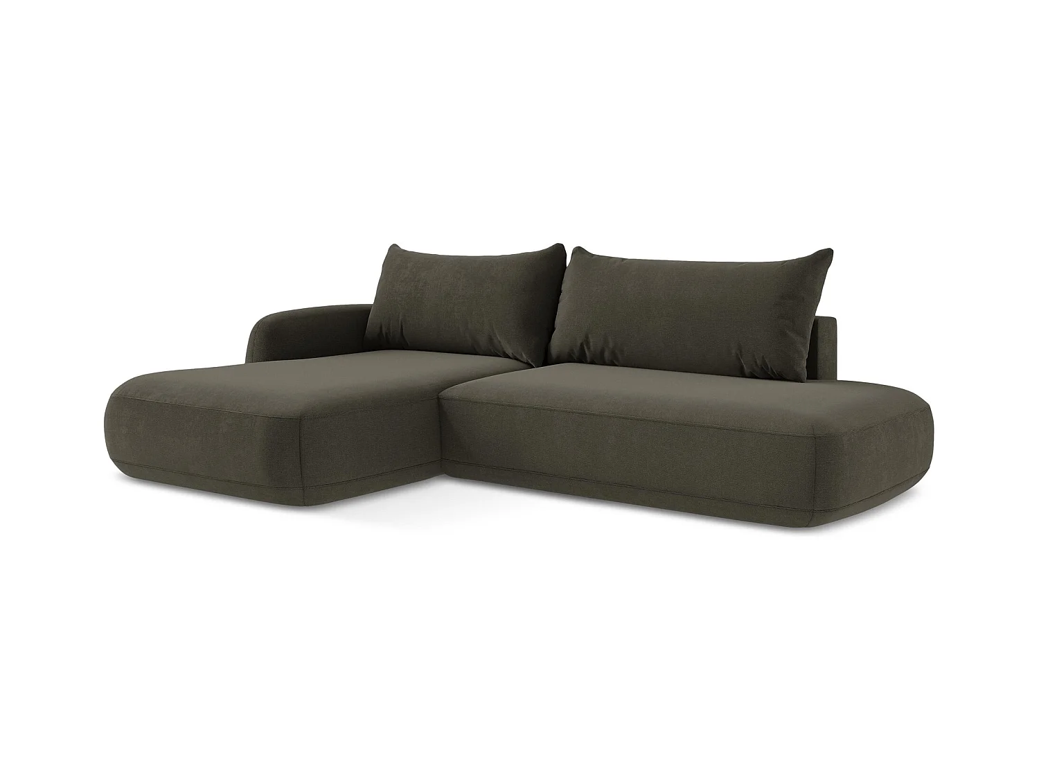3-Sitzer Ecksofa mit Schlaffunktion - Ecke Links - Strukturstoff - Taupe - HALE