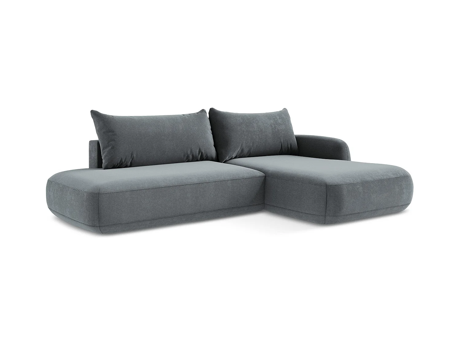 Canapé d'angle droit convertible en tissu texturé - jeans - HALE