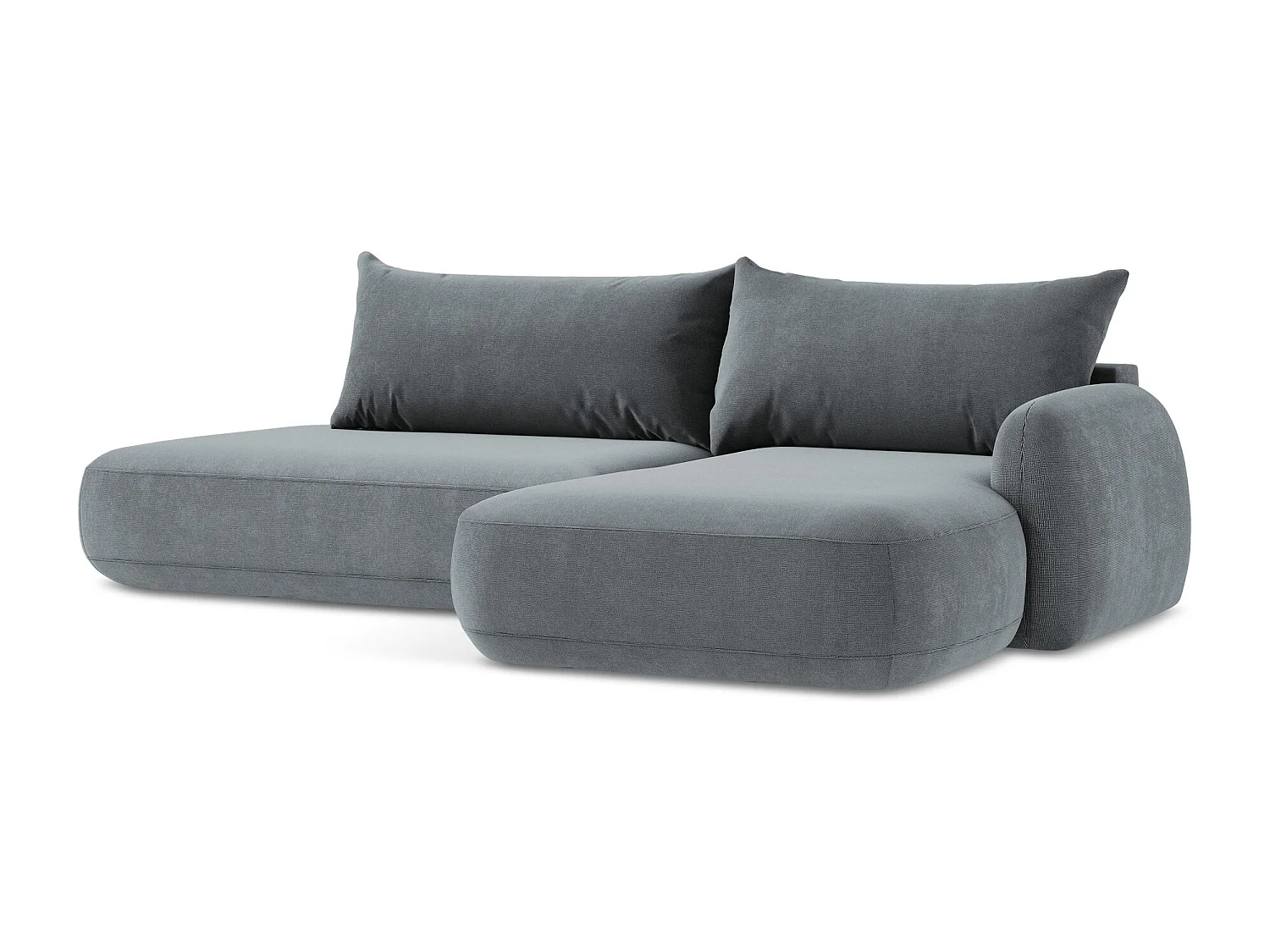 Canapé d'angle droit convertible en tissu texturé - jeans - HALE