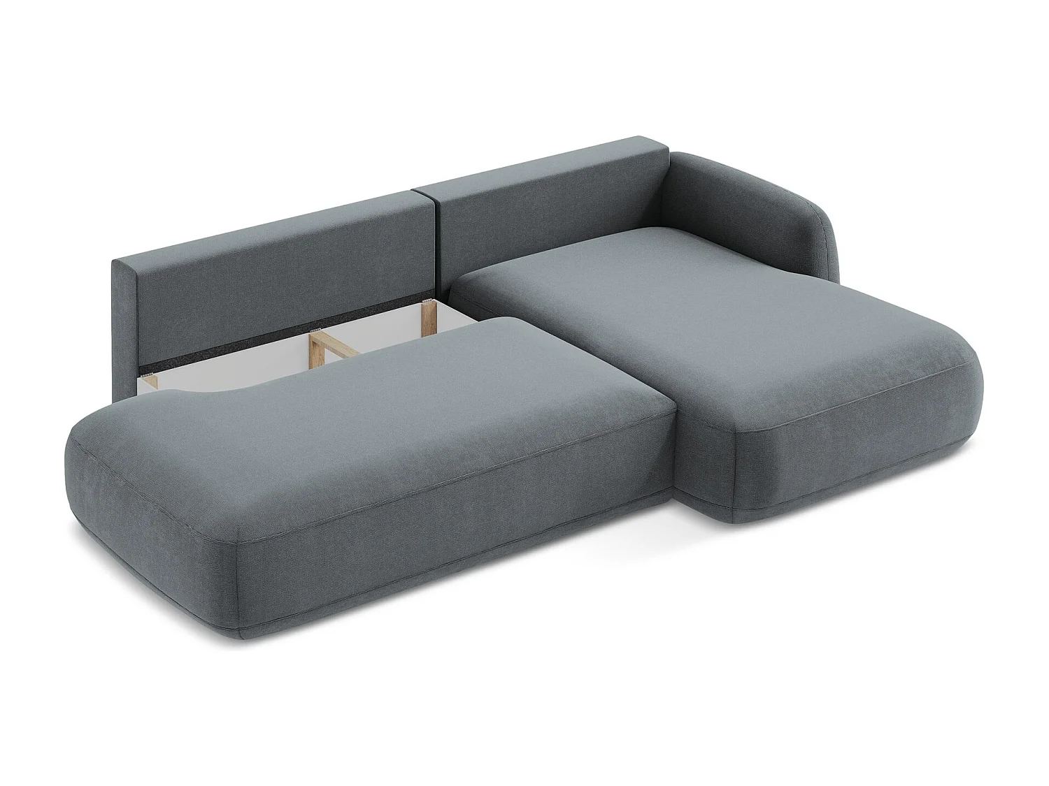 Canapé d'angle droit convertible en tissu texturé - jeans - HALE