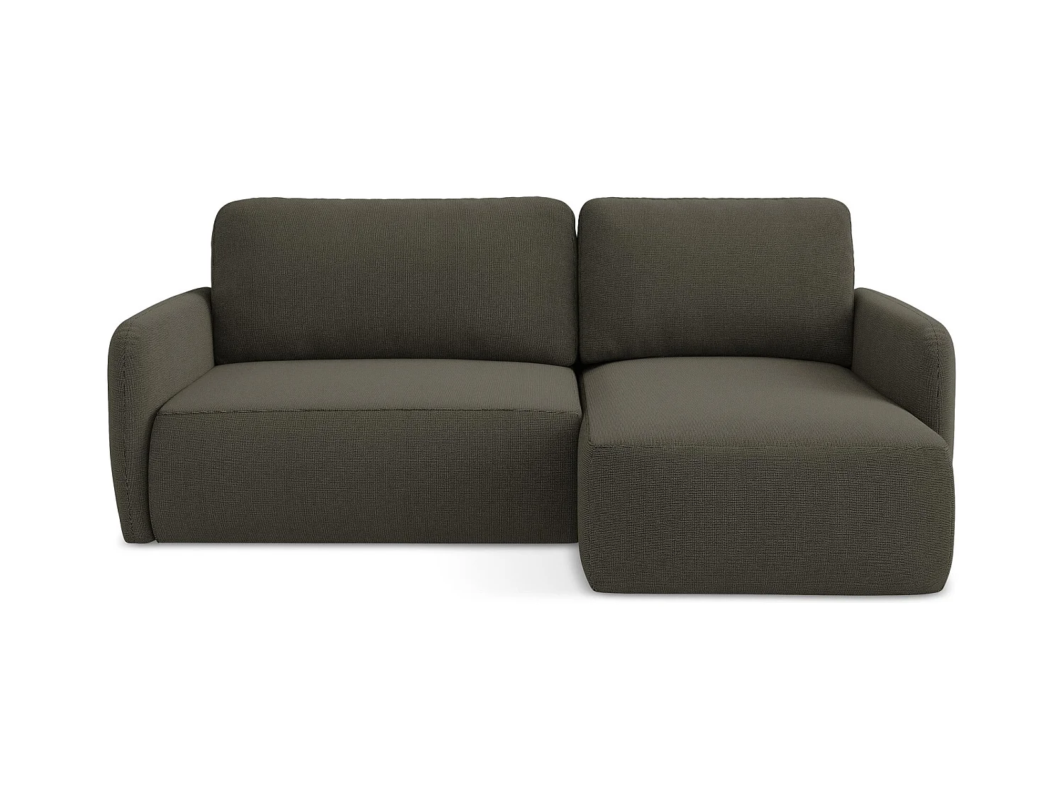 Canapé d'angle droit convertible en tissu texturé - taupe - LILO