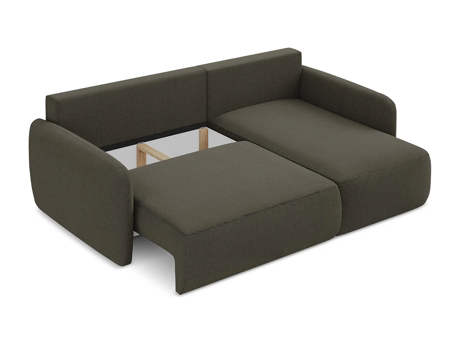 Canapé d'angle droit convertible en tissu texturé - taupe - LILO