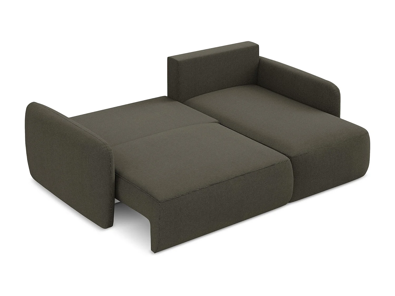 Canapé d'angle droit convertible en tissu texturé - taupe - LILO