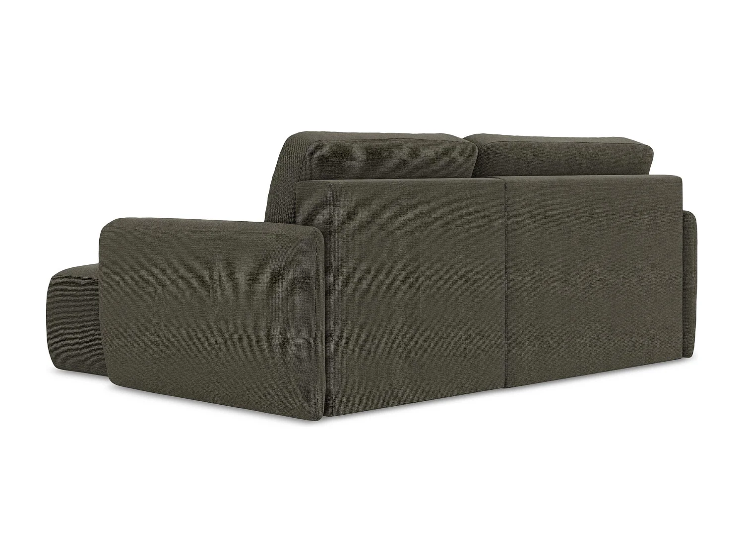 Canapé d'angle droit convertible en tissu texturé - taupe - LILO