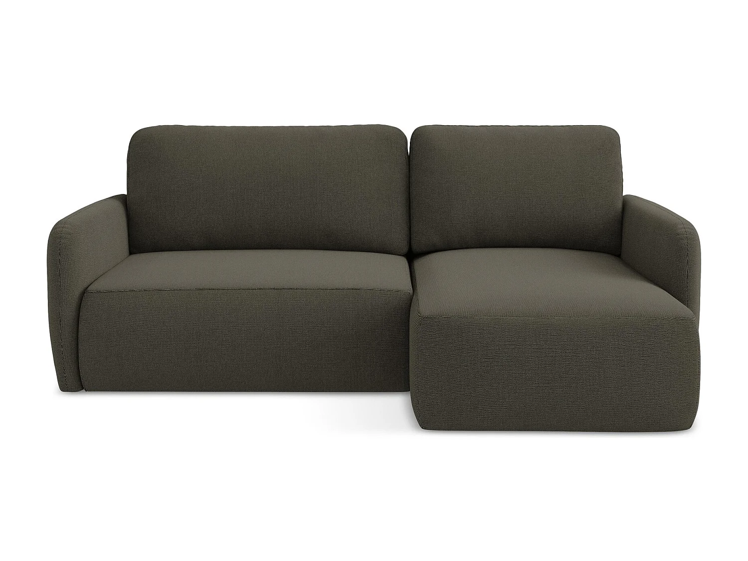 Canapé d'angle droit convertible en tissu texturé - taupe - LILO