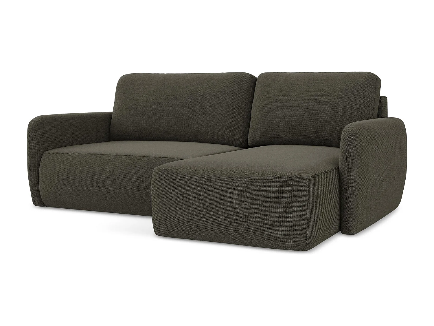 Canapé d'angle droit convertible en tissu texturé - taupe - LILO