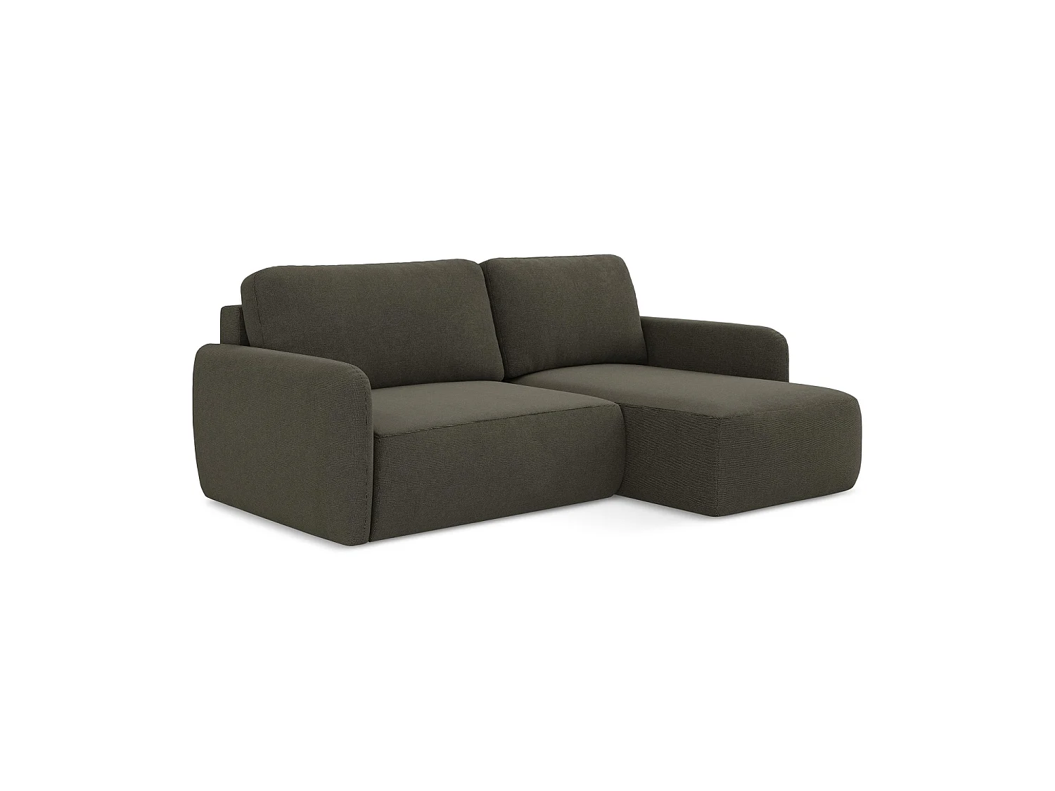 Canapé d'angle droit convertible en tissu texturé - taupe - CORLE