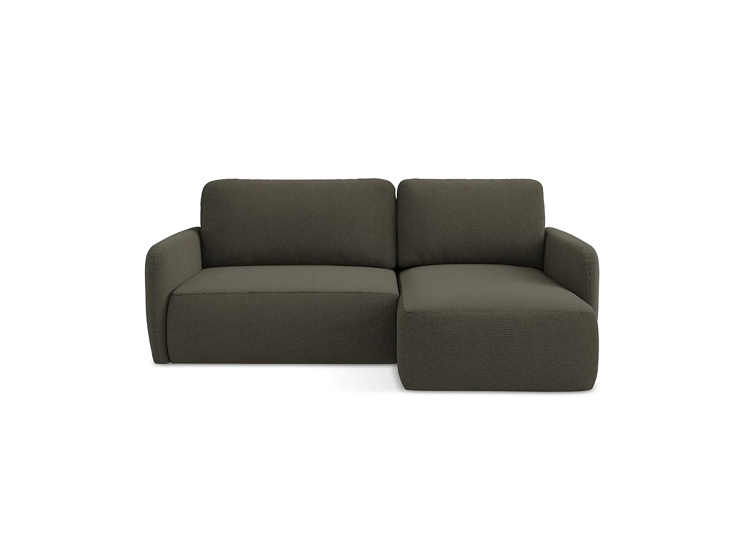 Canapé d'angle droit convertible en tissu texturé - taupe - CORLE