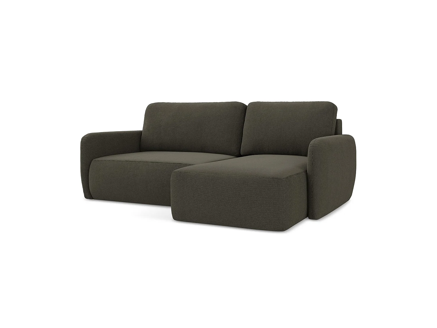 Canapé d'angle droit convertible en tissu texturé - taupe - CORLE