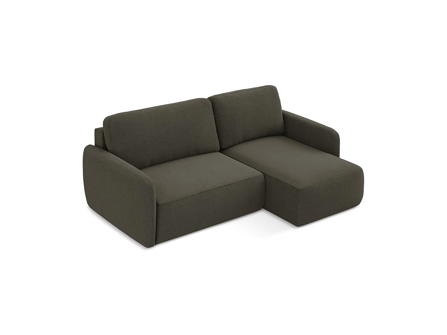 Canapé d'angle droit convertible en tissu texturé - taupe - CORLE