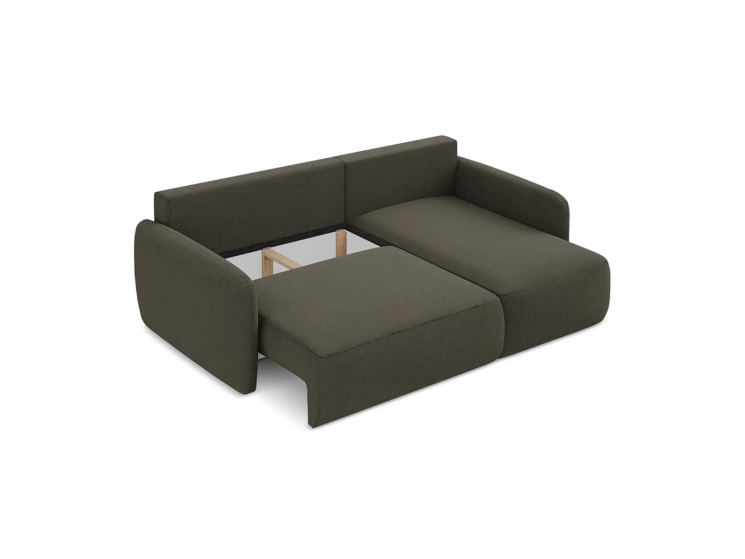 Canapé d'angle droit convertible en tissu texturé - taupe - CORLE