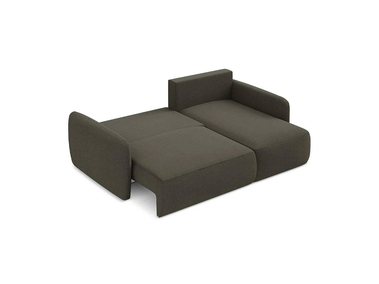 Canapé d'angle droit convertible en tissu texturé - taupe - CORLE