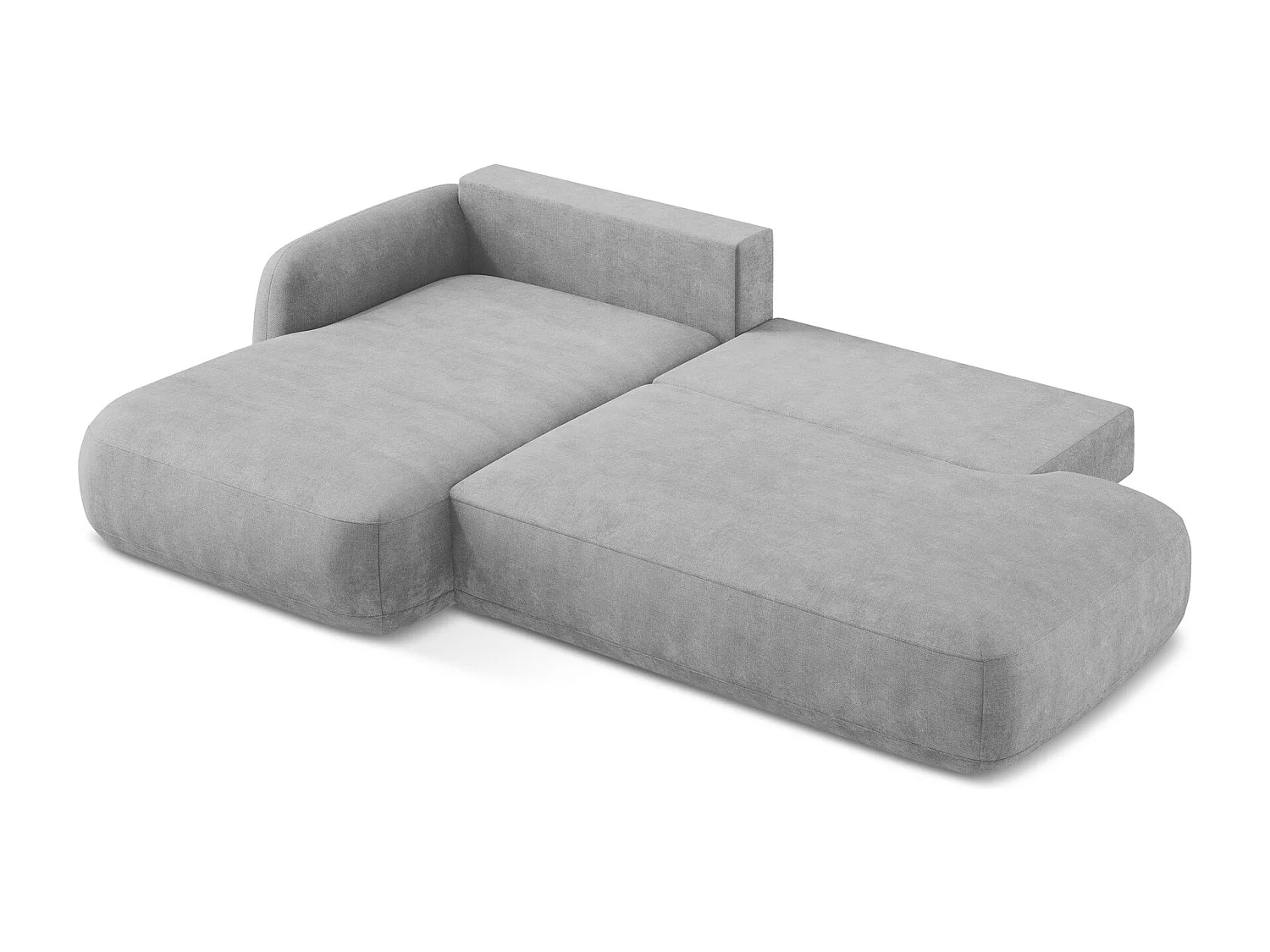 Canapé d’angle 3 places gauche convertible en tissu chenille - gris clair - HALE