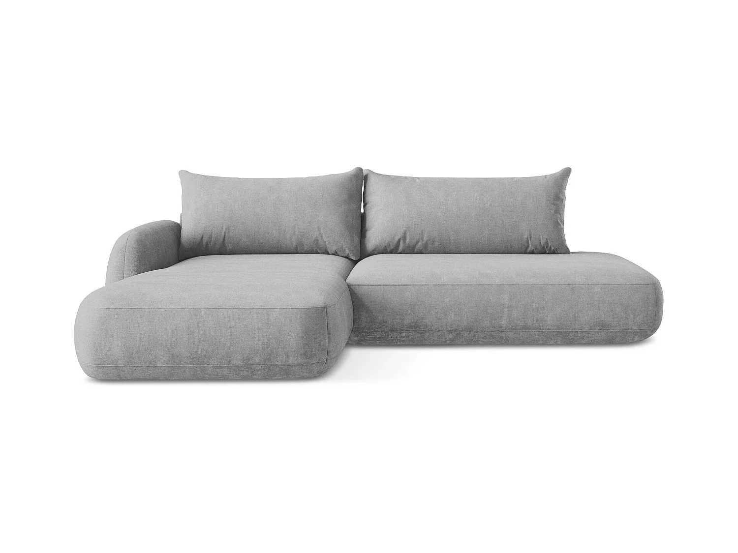 Canapé d’angle 3 places gauche convertible en tissu chenille - gris clair - HALE