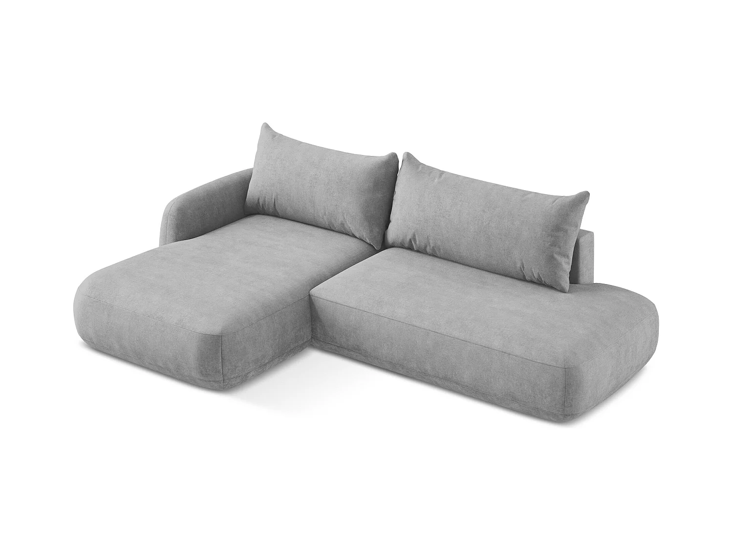 Canapé d’angle 3 places gauche convertible en tissu chenille - gris clair - HALE