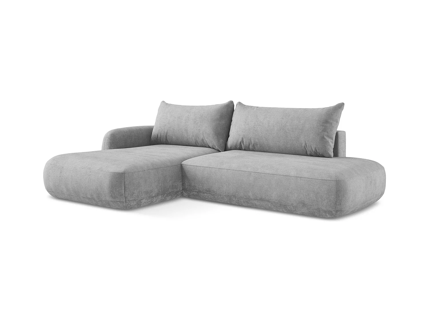 Canapé d’angle 3 places gauche convertible en tissu chenille - gris clair - HALE