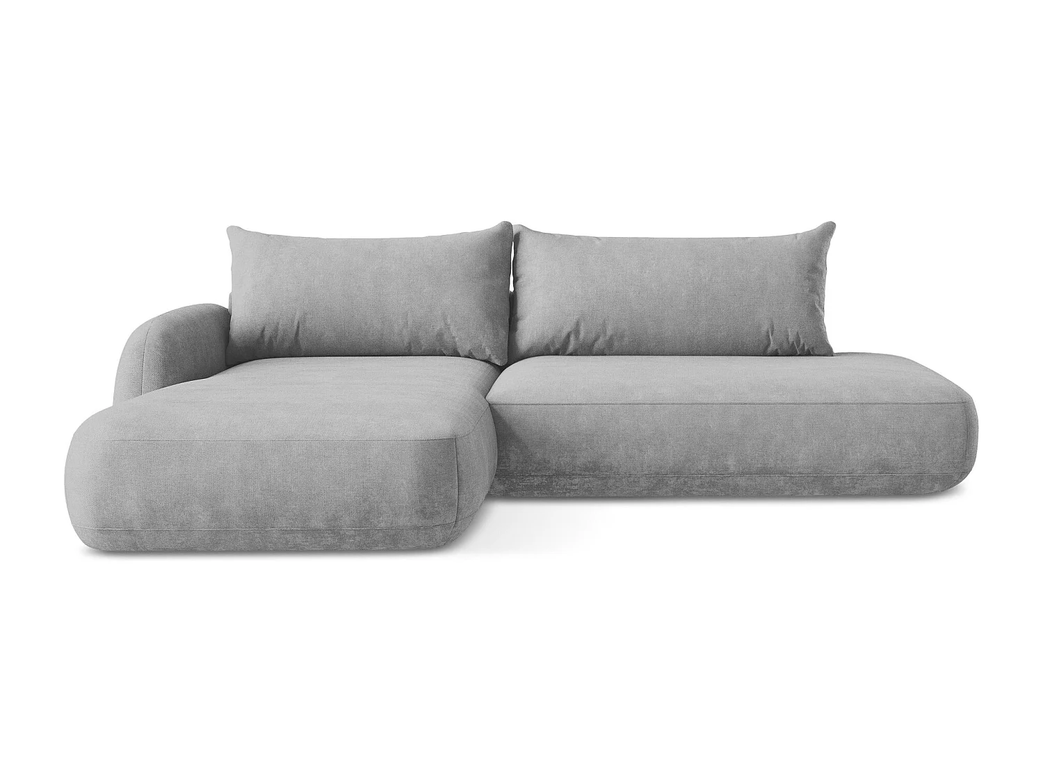 Canapé d’angle 3 places gauche convertible en tissu chenille - gris clair - HALE