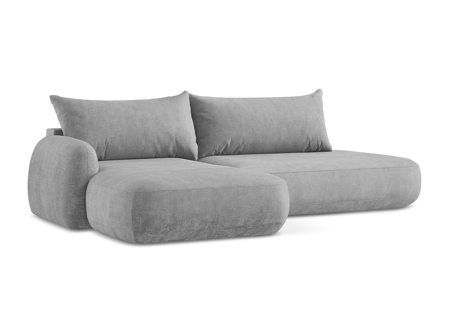 Canapé d’angle 3 places gauche convertible en tissu chenille - gris clair - HALE