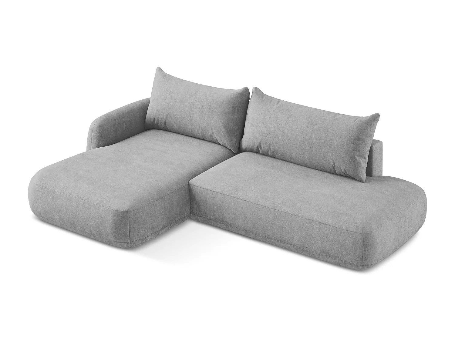 Canapé d’angle 3 places gauche convertible en tissu chenille - gris clair - HALE