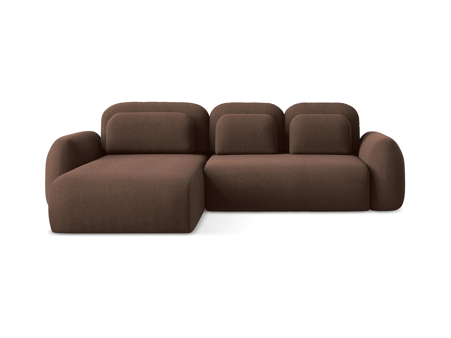 Canapé d’angle 3 places gauche convertible en tissu bouclette - taupe - LOHI