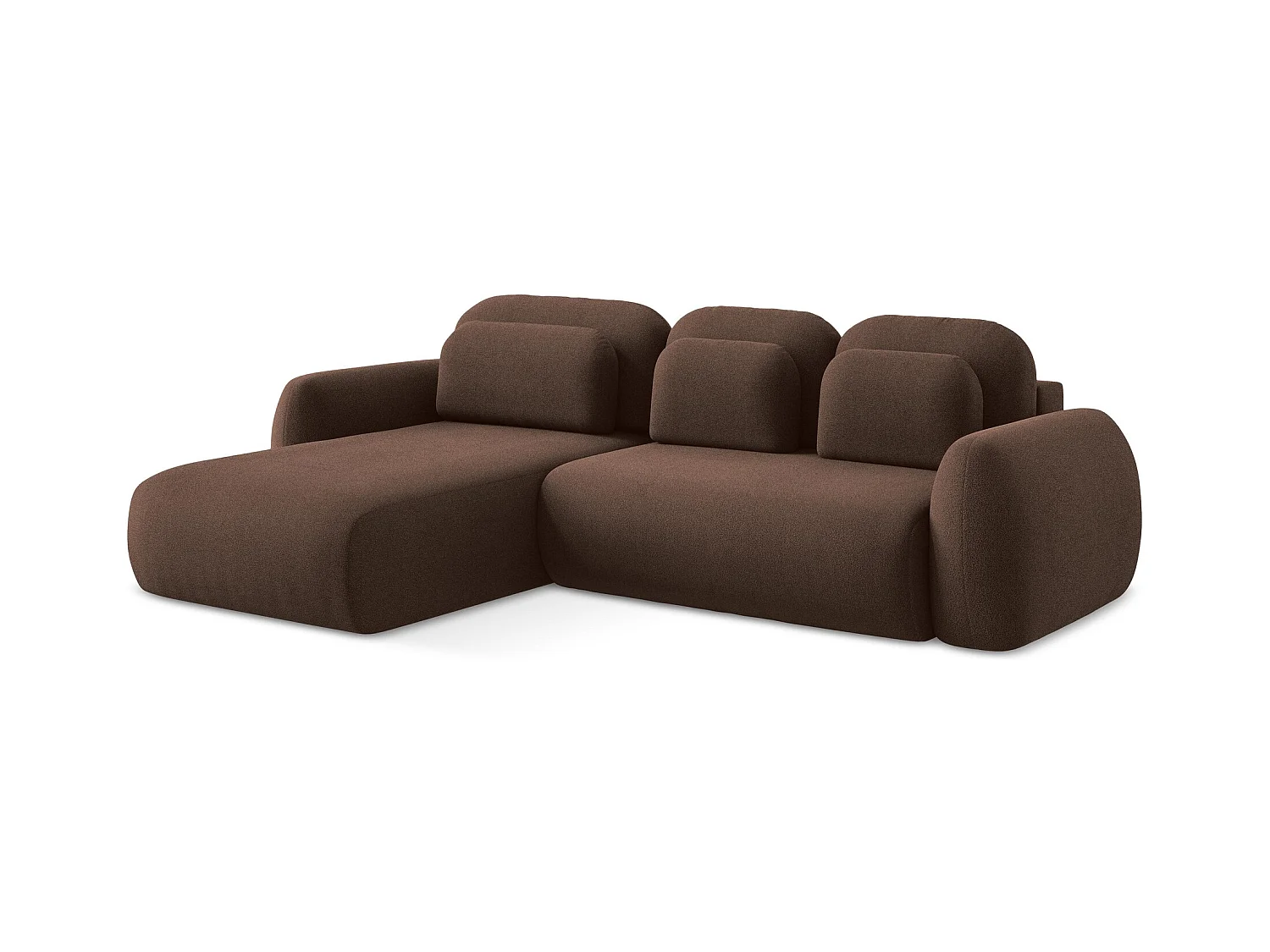 Canapé d’angle 3 places gauche convertible en tissu bouclette - taupe - LOHI