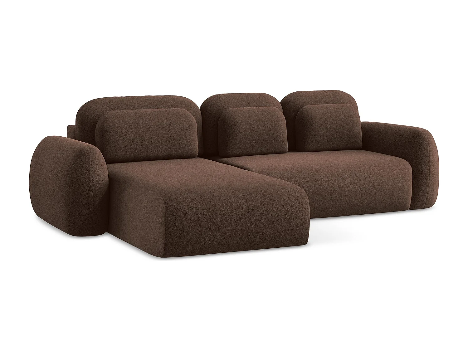 Canapé d’angle 3 places gauche convertible en tissu bouclette - taupe - LOHI