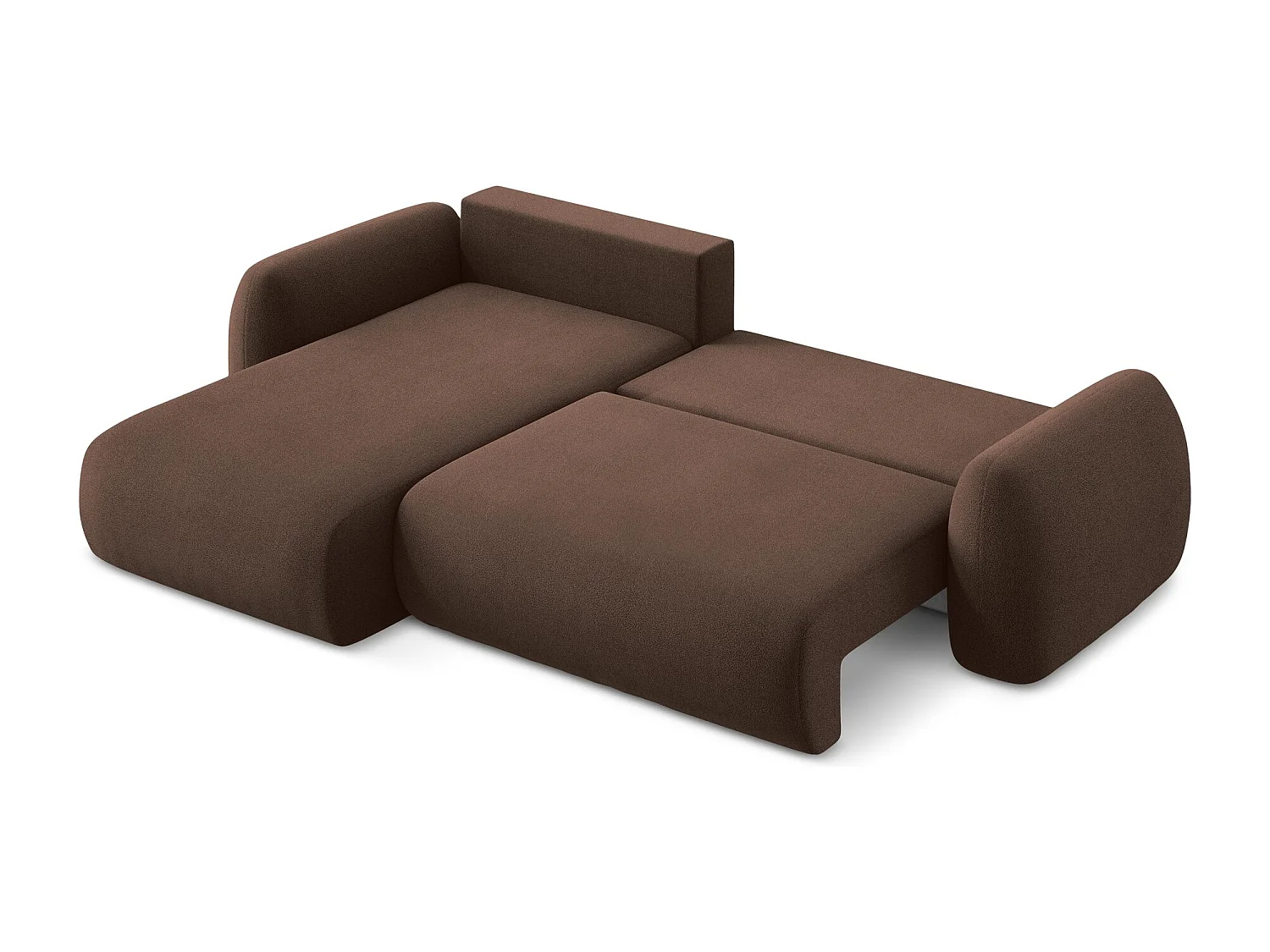 Canapé d’angle 3 places gauche convertible en tissu bouclette - taupe - LOHI