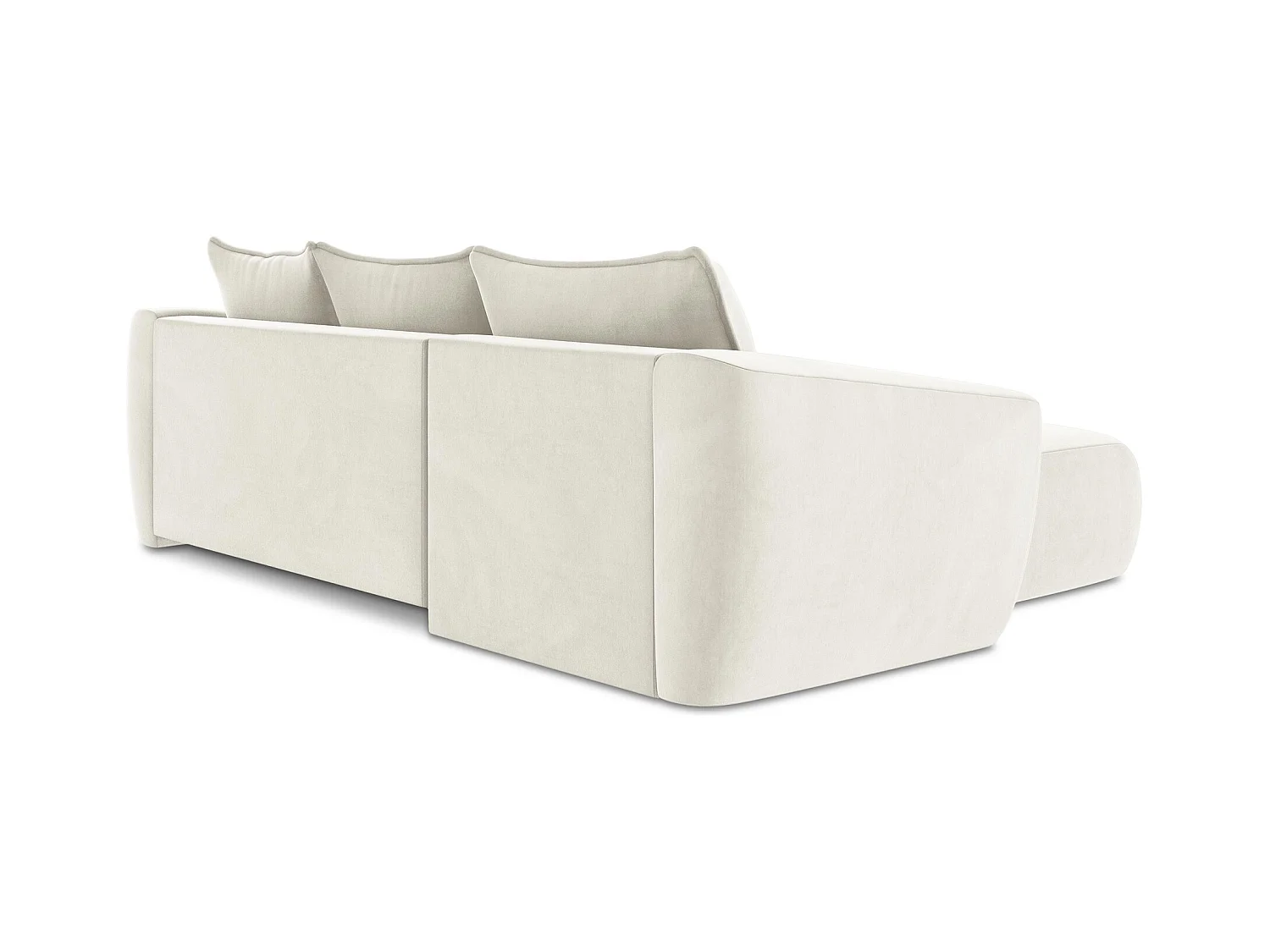 Canapé d’angle 3 places gauche convertible en velours - beige clair - GUAVA