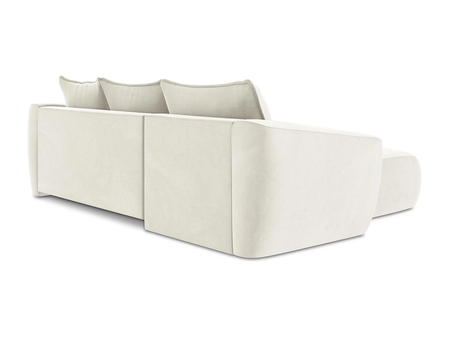 Canapé d’angle 3 places gauche convertible en velours - beige clair - GUAVA