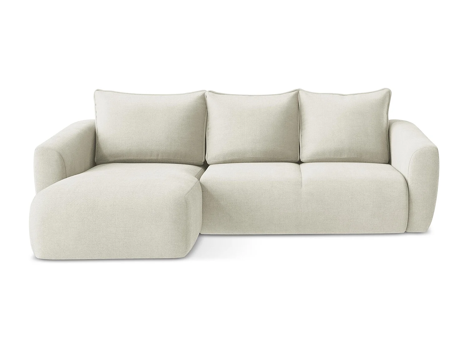 Canapé d’angle 3 places gauche convertible en tissu texturé - beige - GUAVA