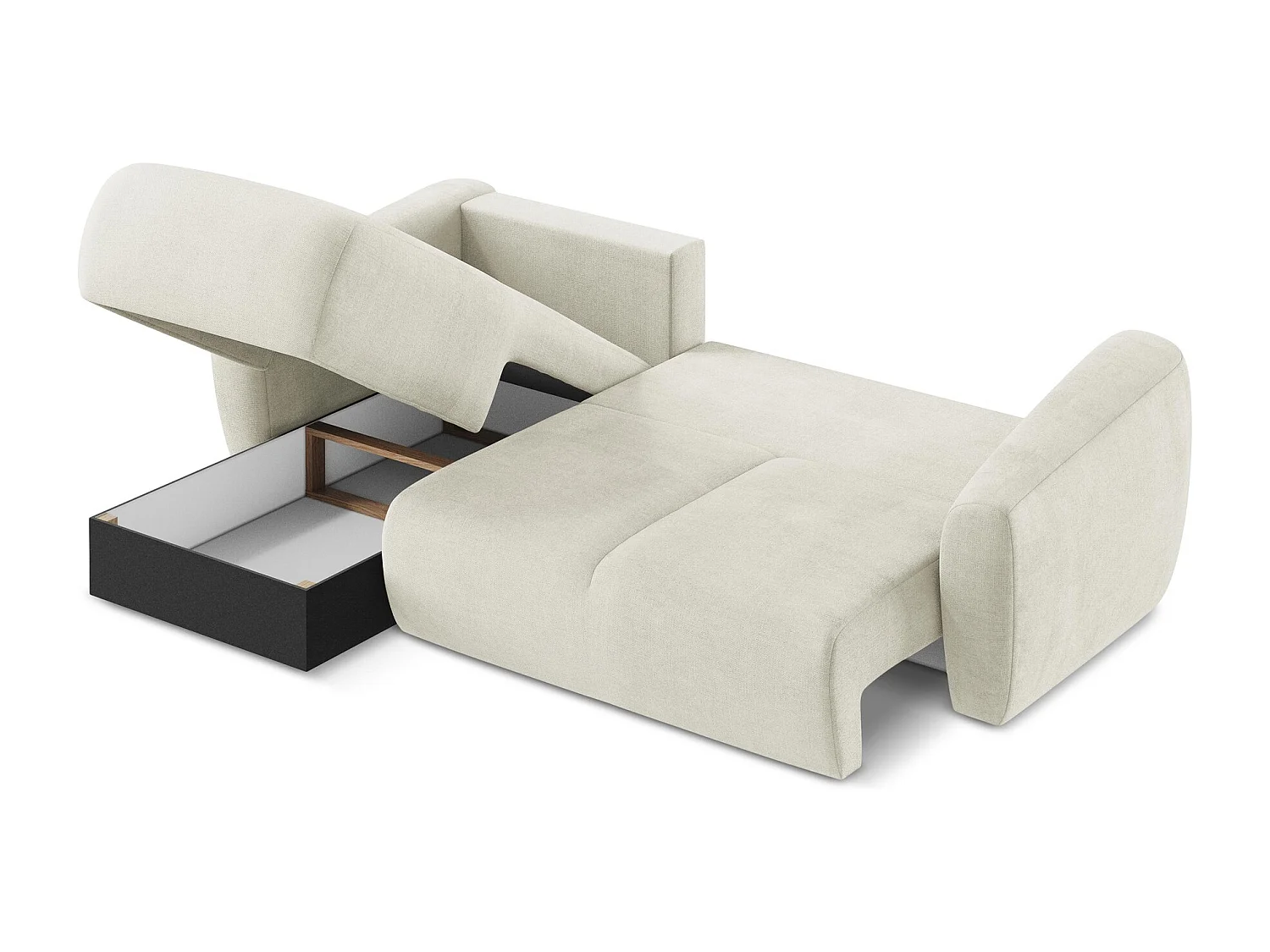 Canapé d’angle 3 places gauche convertible en tissu texturé - beige - GUAVA