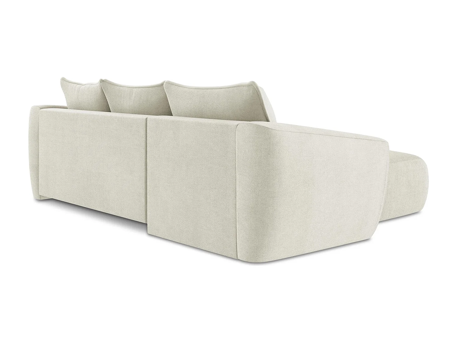 Canapé d’angle 3 places gauche convertible en tissu texturé - beige - GUAVA