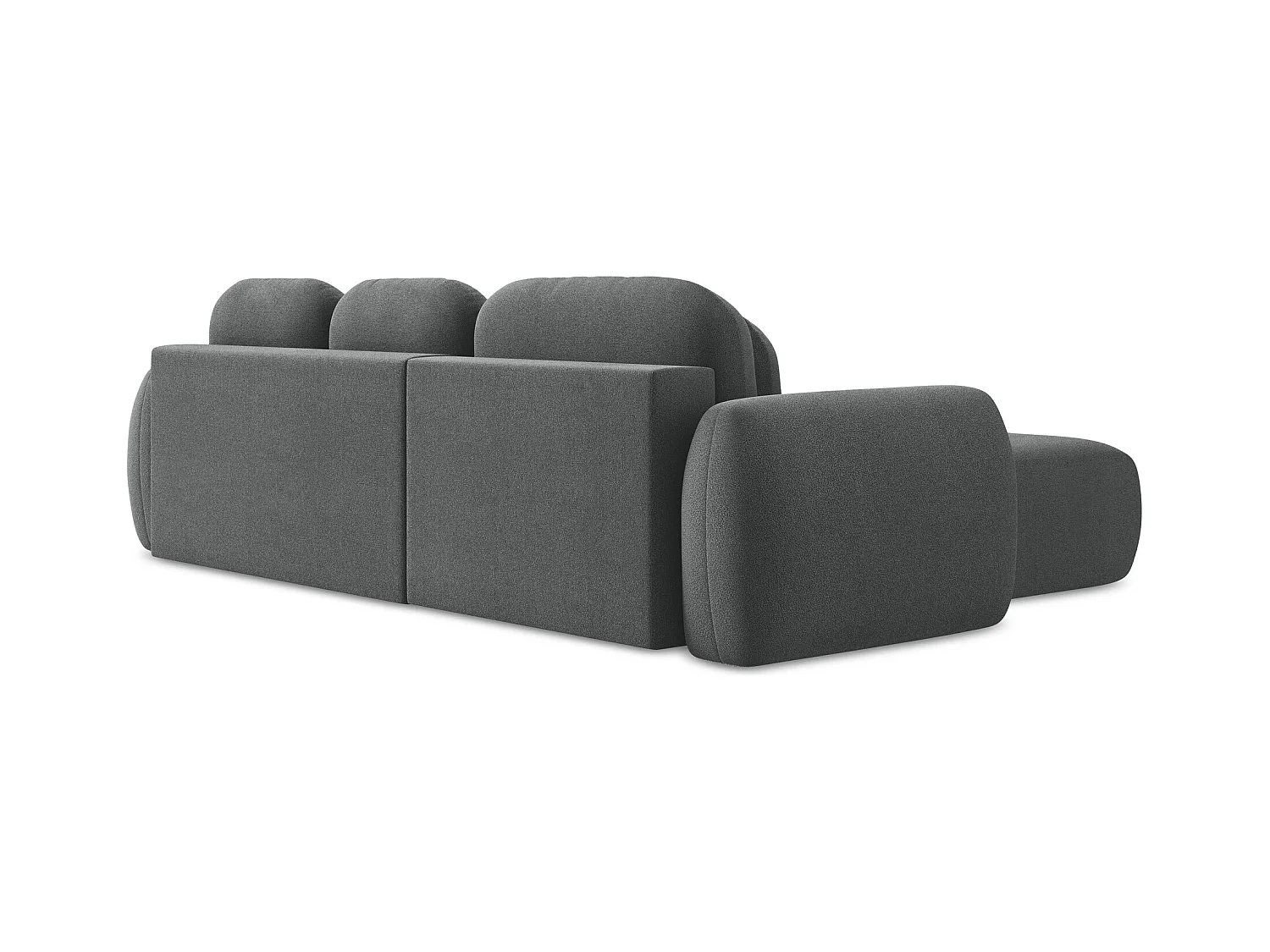 Canapé d’angle 3 places gauche convertible en tissu bouclette - gris foncé - PELE