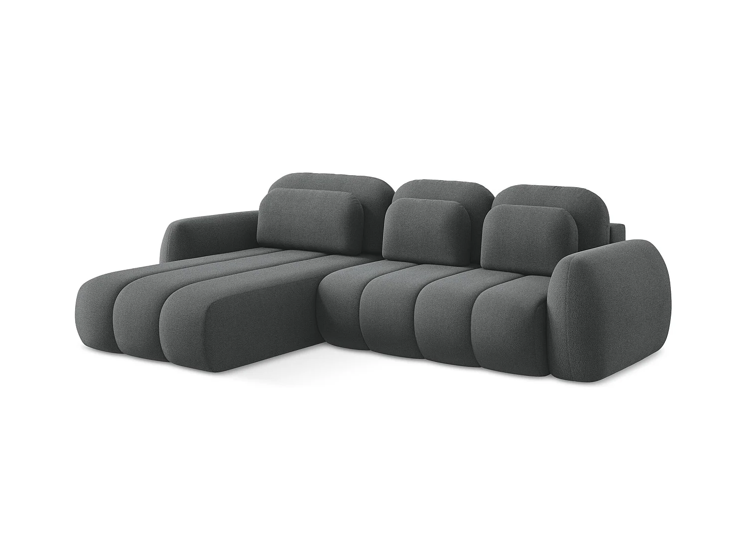 3-Sitzer Ecksofa mit Schlaffunktion - Ecke Links - Bouclé - Dunkelgrau - PELE
