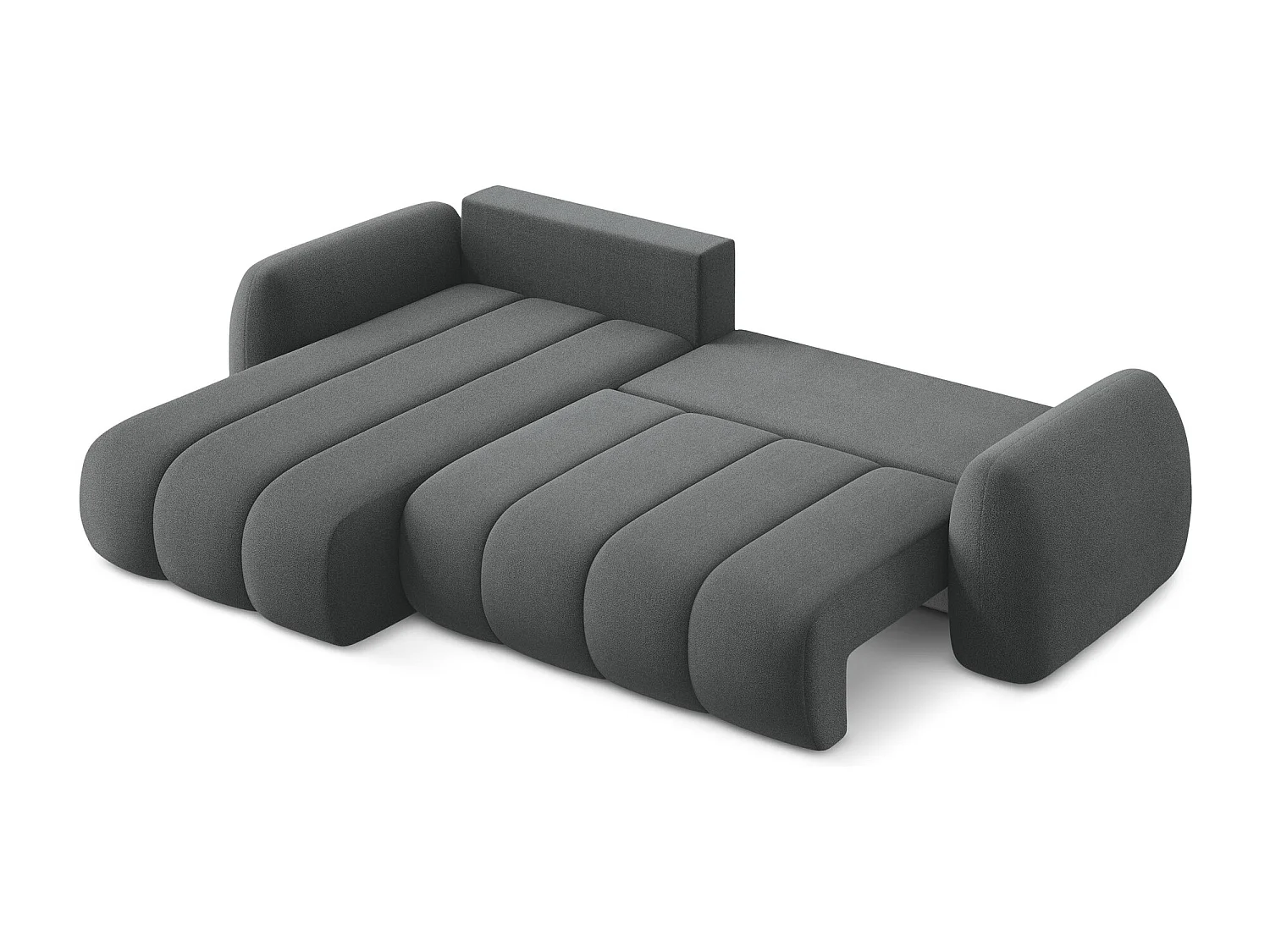 Canapé d’angle 3 places gauche convertible en tissu bouclette - gris foncé - PELE