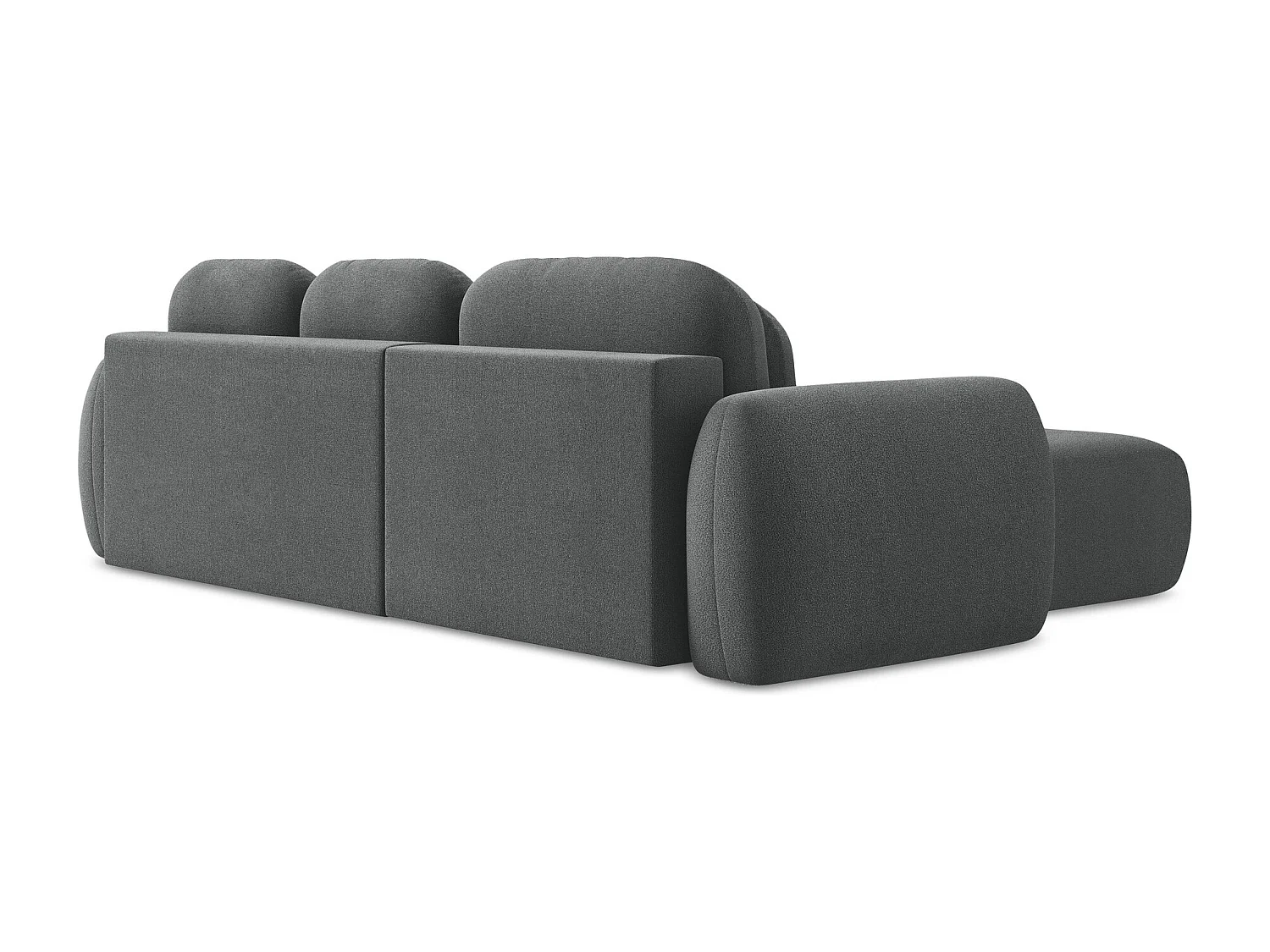 Canapé d’angle 3 places gauche convertible en tissu bouclette - gris foncé - PELE