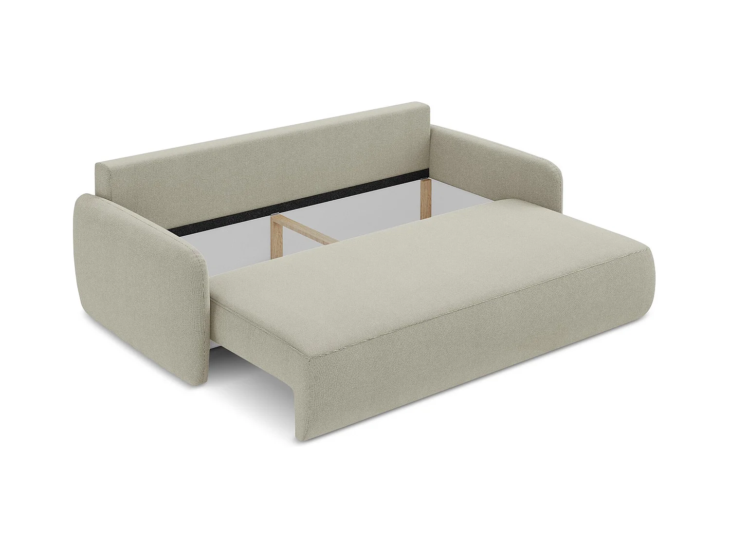 Canapé 3 places convertible en tissu texturé - beige clair - LILO