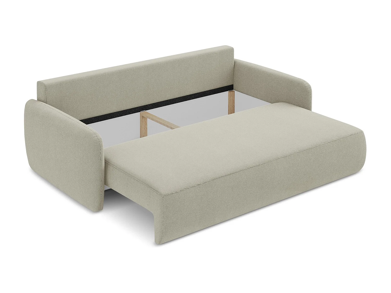 Canapé 3 places convertible en tissu texturé - beige clair - LILO