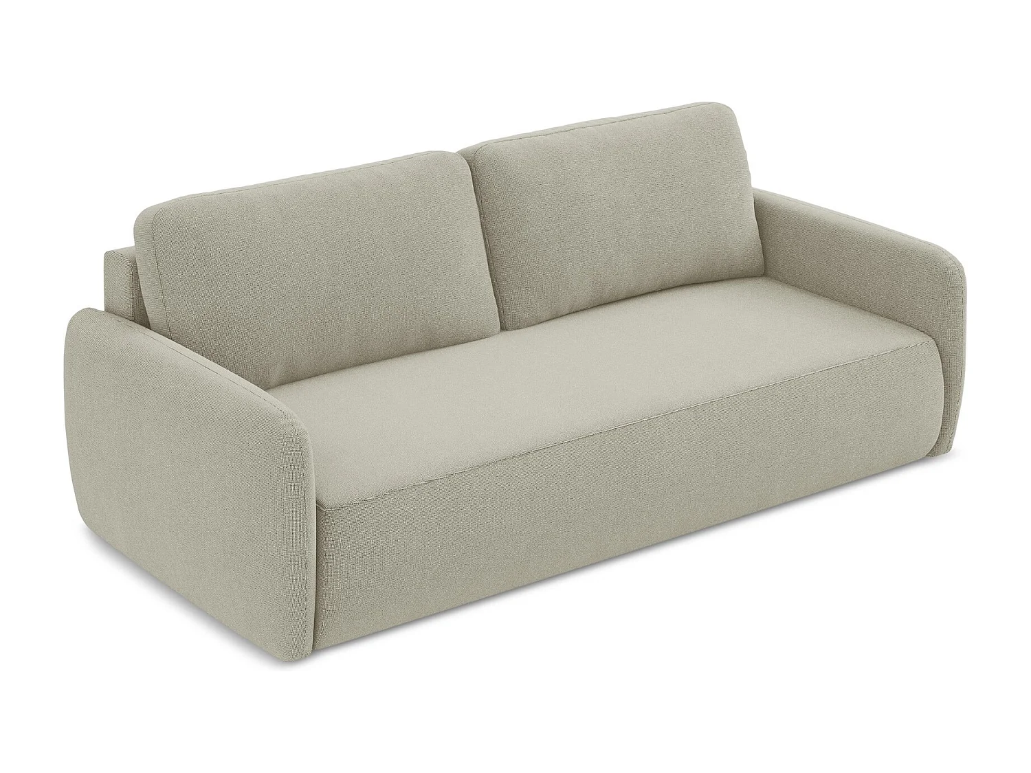 Driezits-slaapbank van lichtbeige textuurstof - LILO