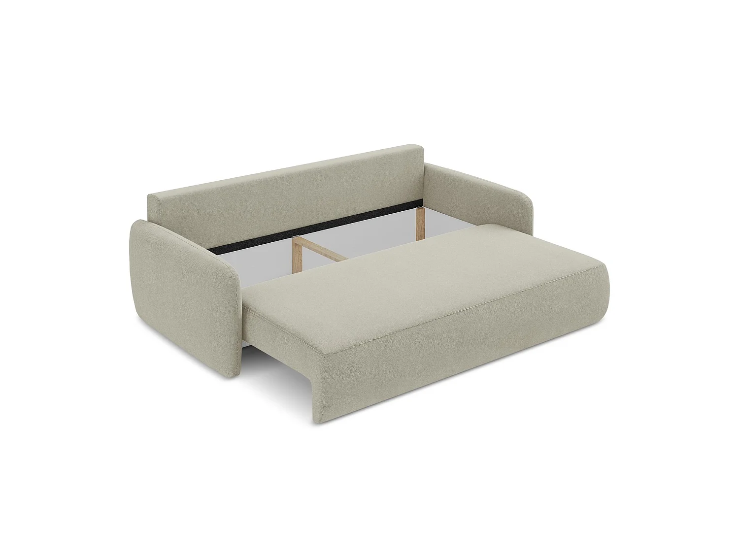 Canapé 3 places convertible en tissu texturé - beige clair - CORLE